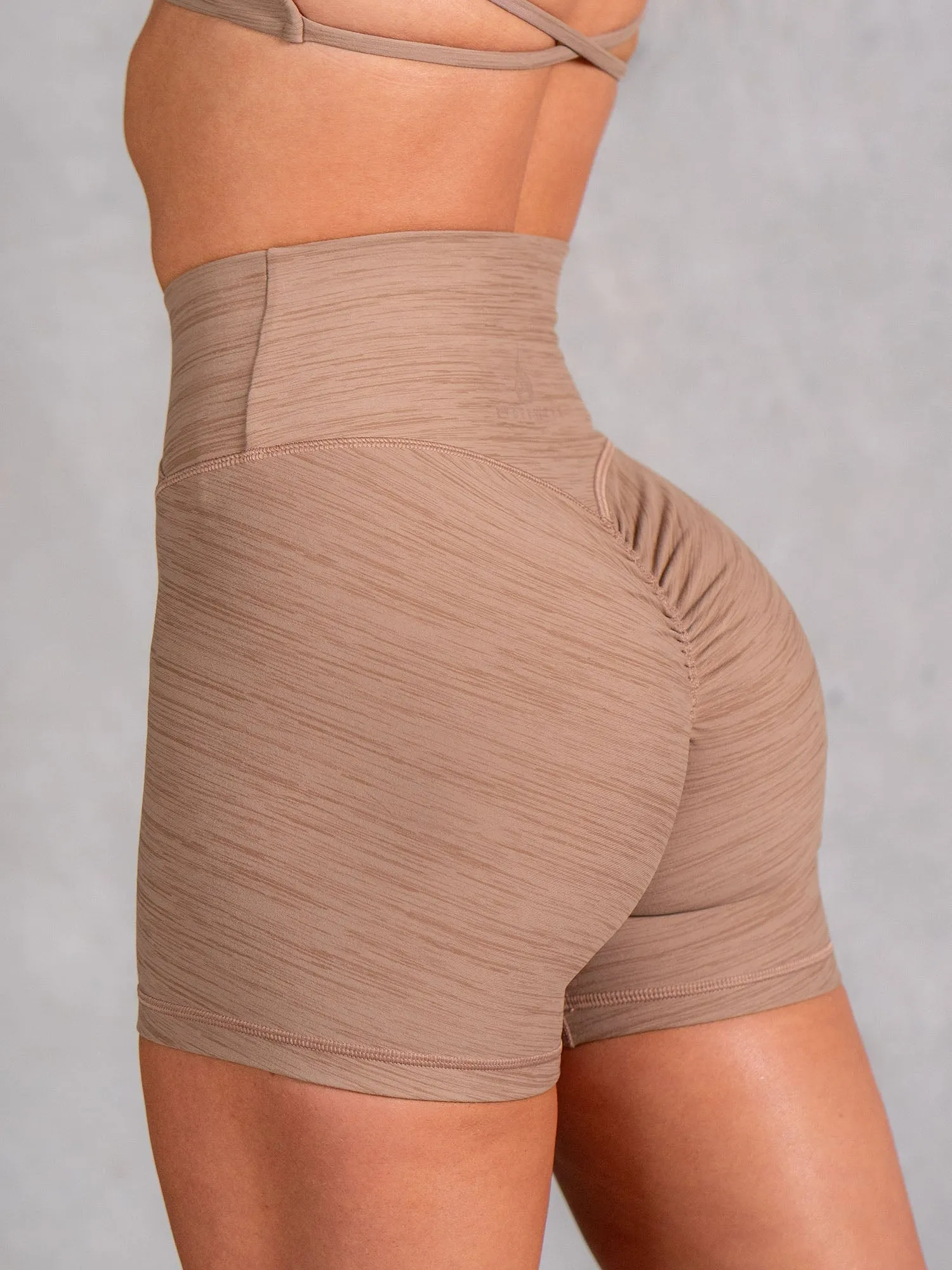 Icon Cross Over Scrunch Shorts - Mocha Marl padded shorts