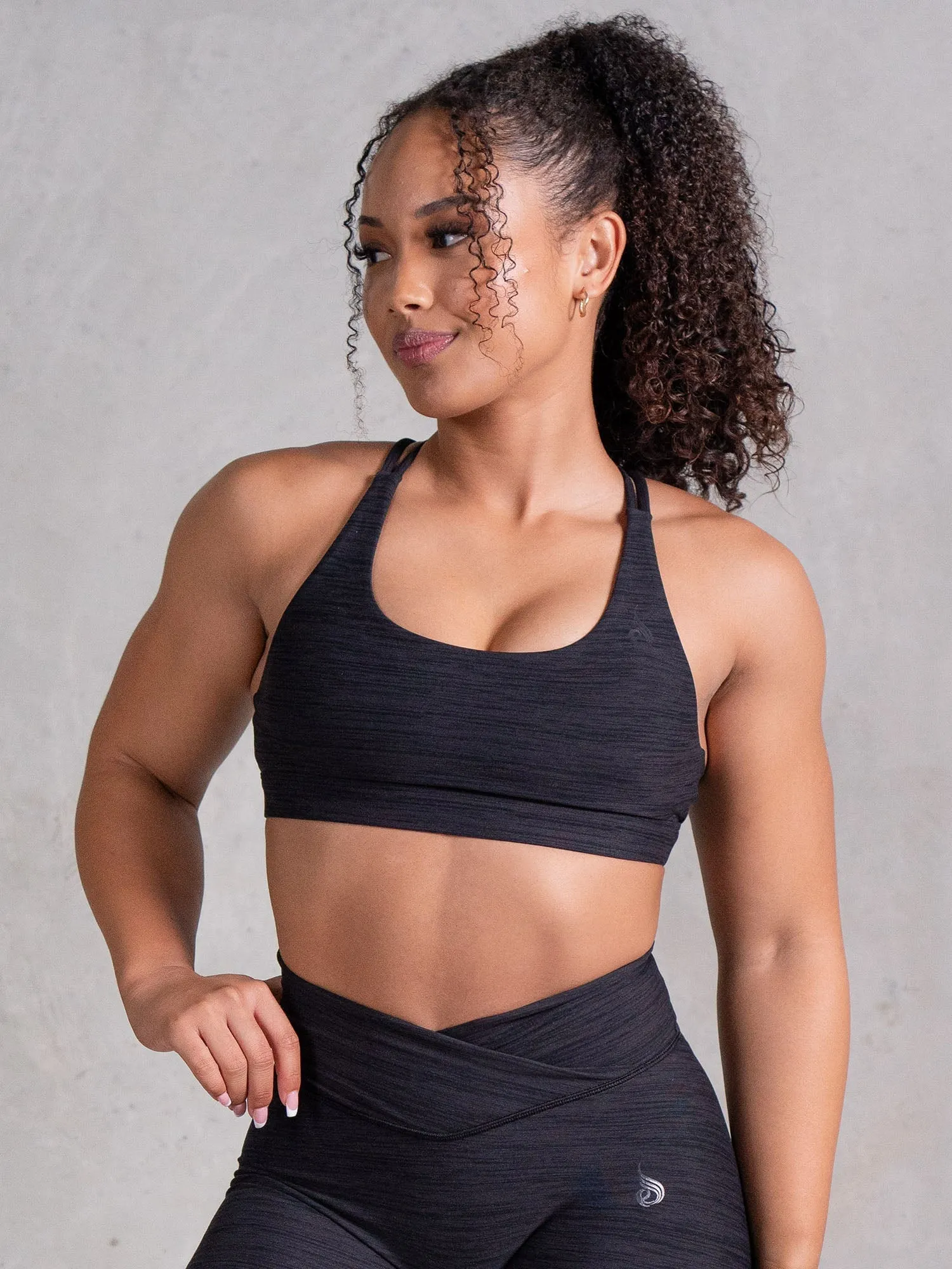 Icon Scoop Neck Sports Bra - Black Marl Extra Protection