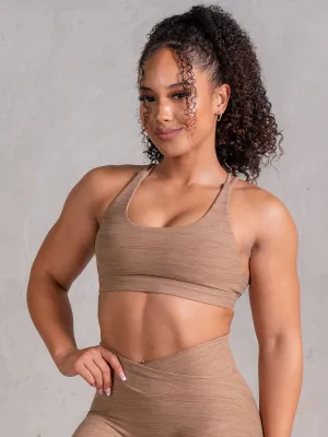 Icon Scoop Neck Sports Bra - Mocha Marl No Restriction