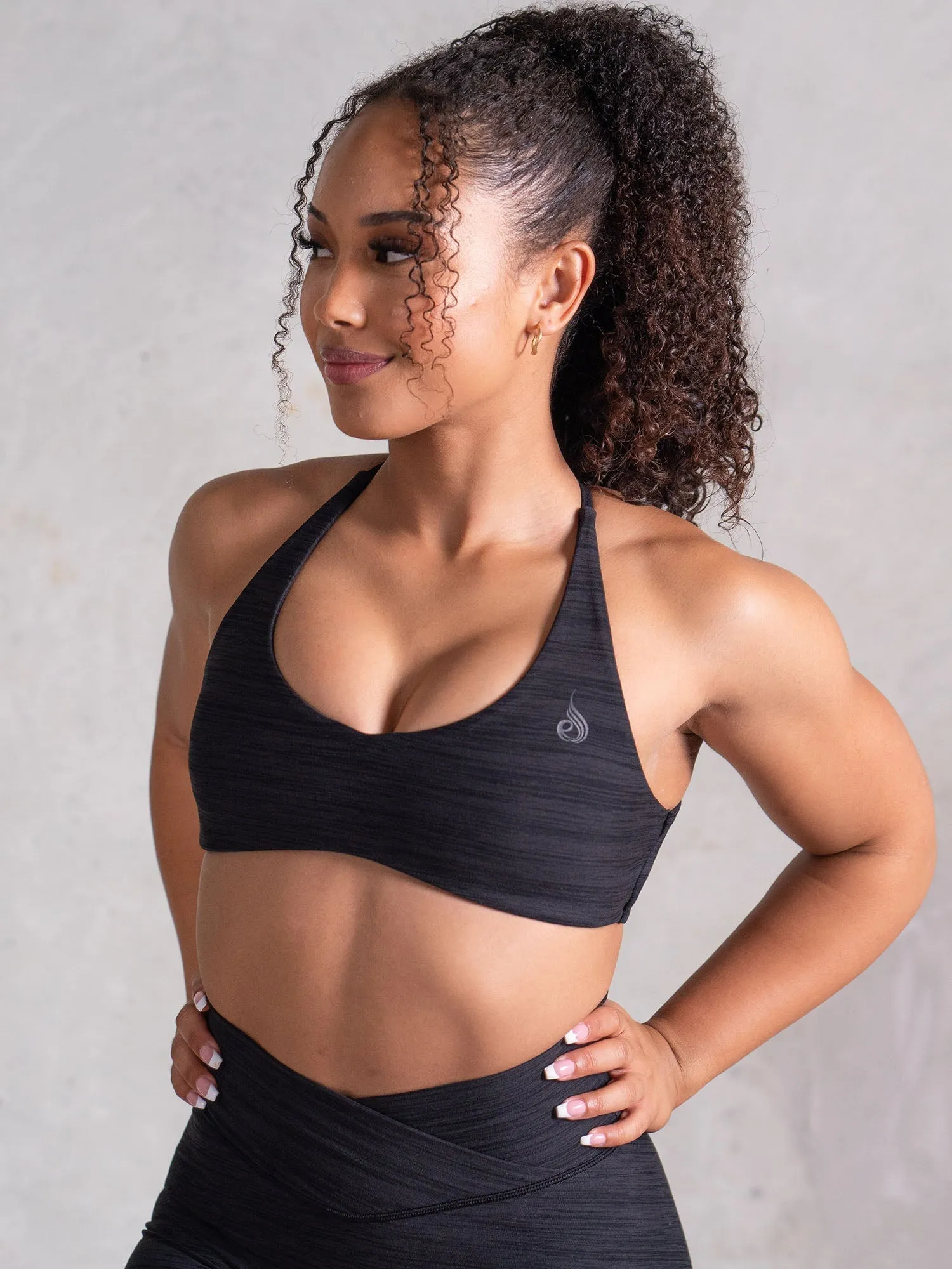 Icon Sports Crop - Black Marl Compression Hold