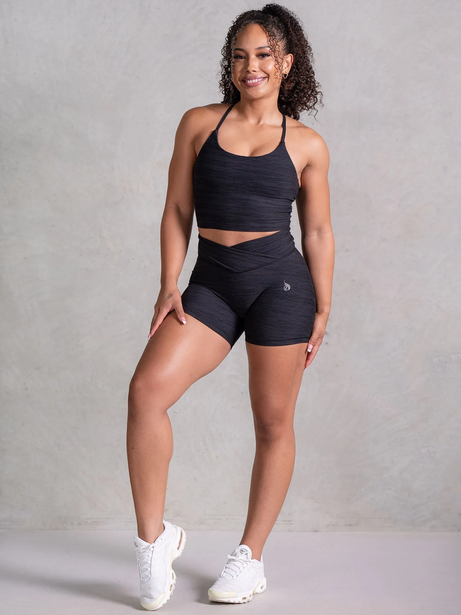 Icon Tank Bra - Black Marl light comfort