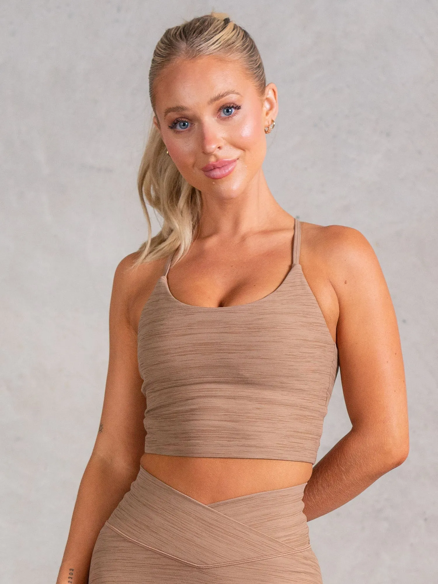 Icon Tank Bra - Mocha Marl Quick Dry