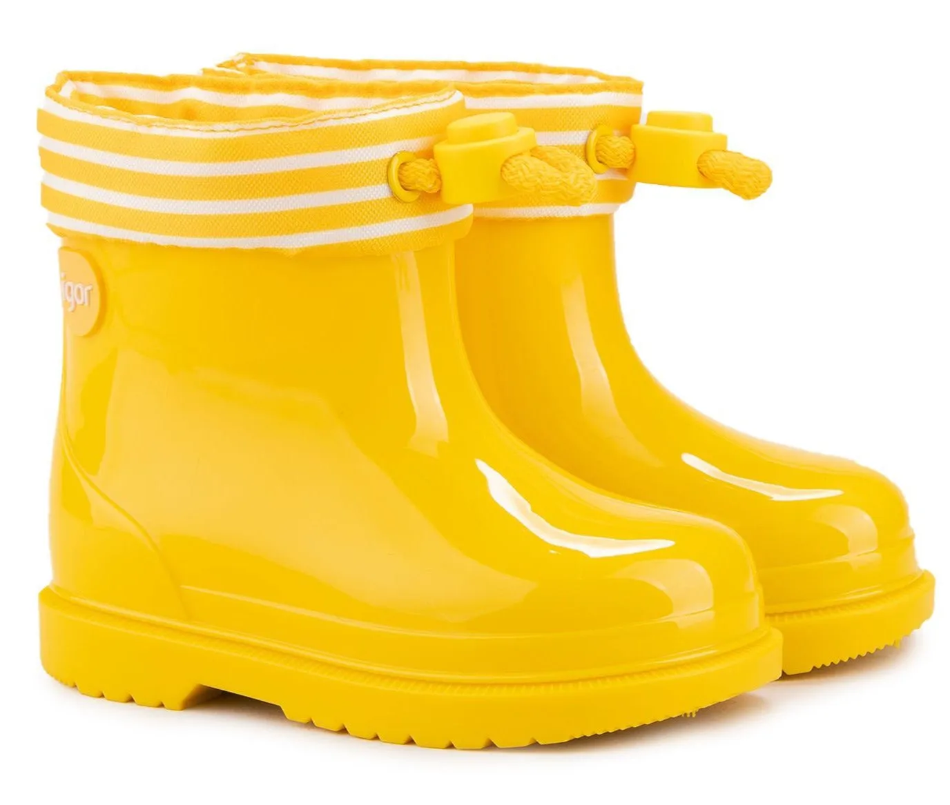 Igor Boy's and Girl's Bimbi Navy Rain Boots, Yellow warm core
