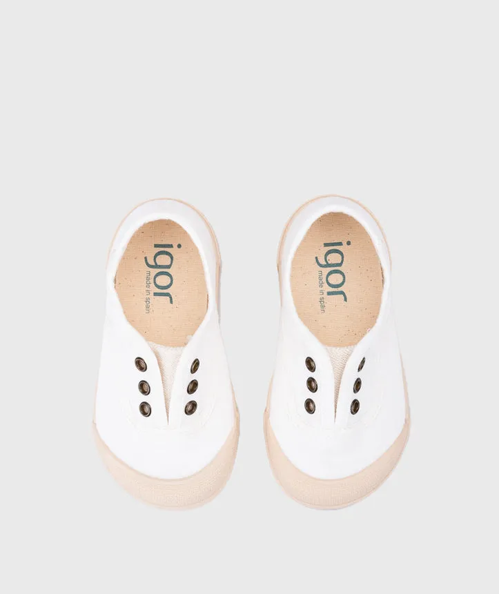 Igor Boy's And Girl's Lona Laceless Shoes - Blanco style flex