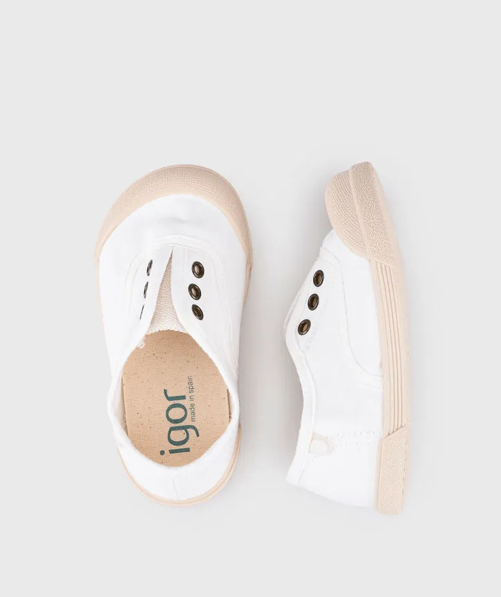 Igor Boy's And Girl's Lona Laceless Shoes - Blanco shift mode