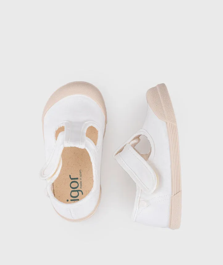 Igor Boy's And Girl's Lona Pepito Shoes - Blanco no lace