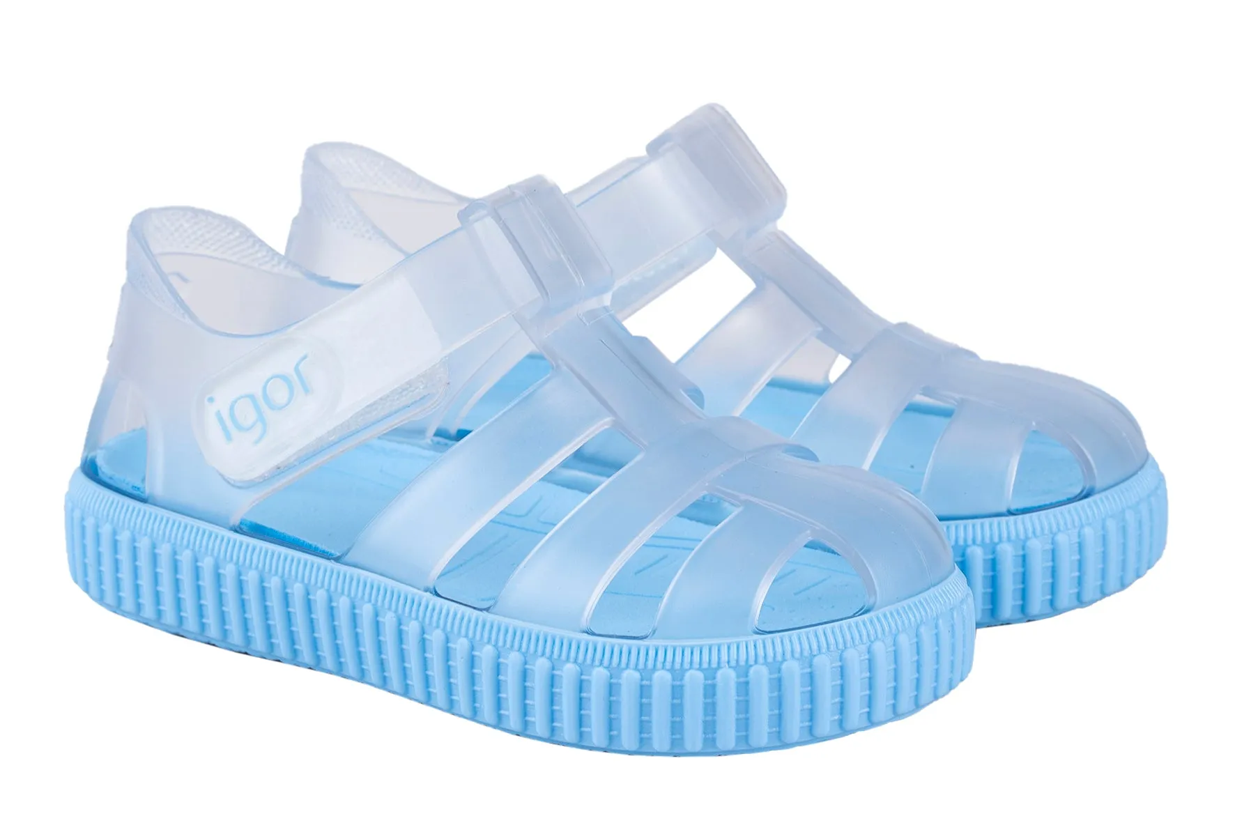 Igor Boy's and Girl's Nico Cristal Sandal - Clear/Celeste Lazy Fit