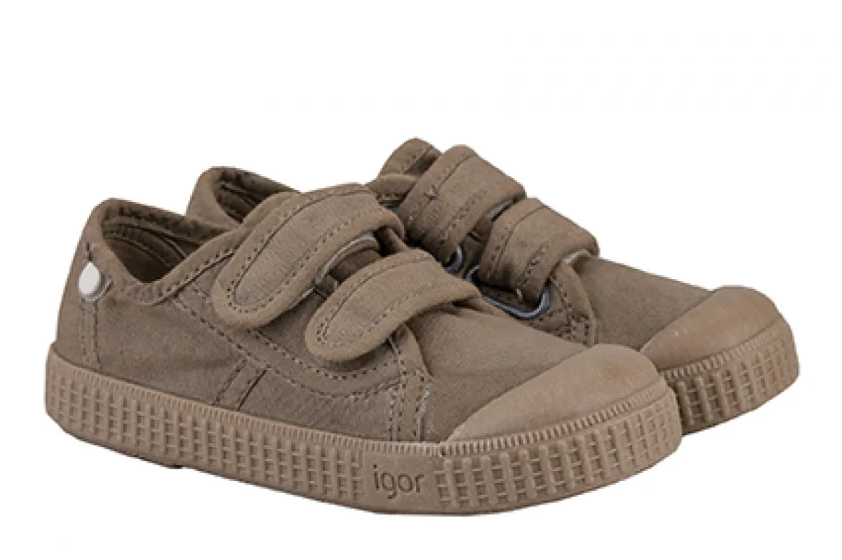 Igor Girl's and Boy's Berri V MC Shoes - Taupe basic edge