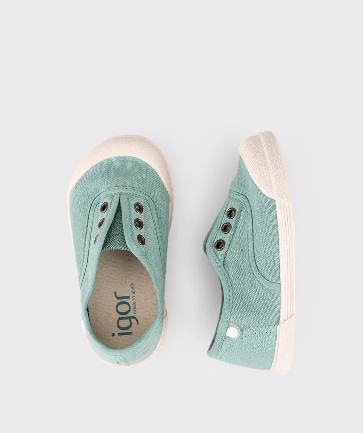 Igor Girl's Lona Laceless Shoes - Matcha sweat free