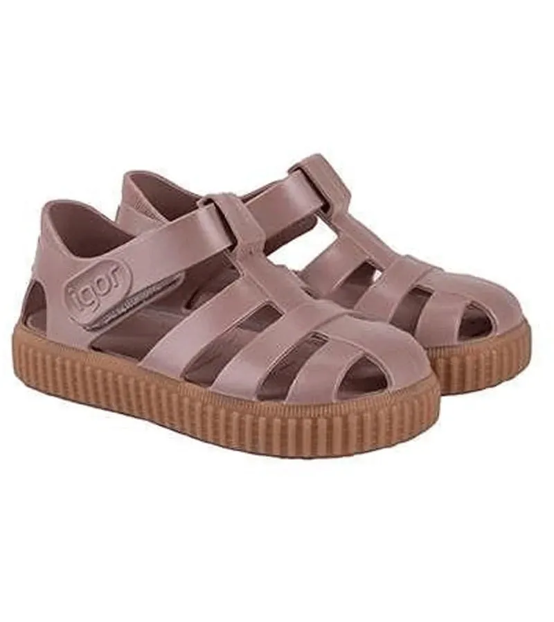 Igor Girl's Nico Caramelo Sandal, Rosa Clear Fit