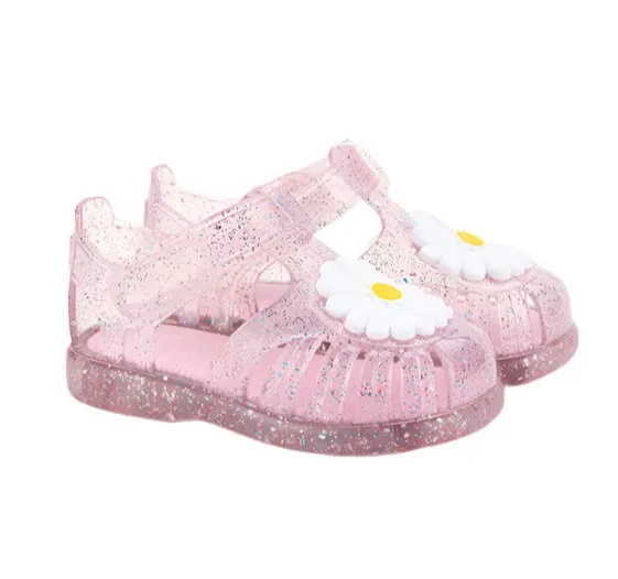 Igor Girl's Tobby Gloss Flor Glitter Sandals - Rosa Multi Glitter Soft Edge