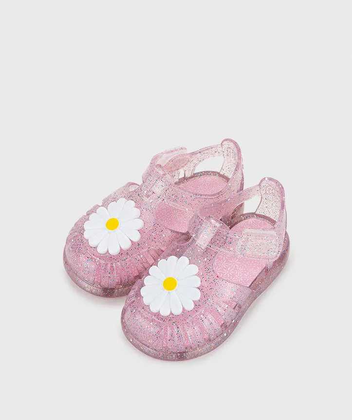Igor Girl's Tobby Gloss Flor Glitter Sandals - Rosa Multi Glitter Happy Soles