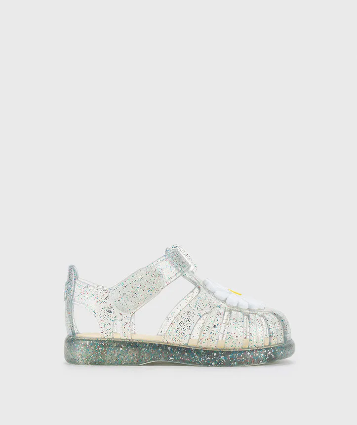 Igor Girl's Tobby Gloss Flor Glitter Sandals - Transparente Multi Glitter Boho Dream