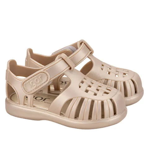 Igor Girl's Tobby Metal Sandals - Platino Ocean Touch