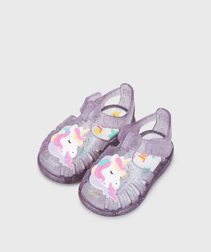 Igor Girl's Tobby Unicornio Sandals - Tr.Malva Multi Glitter Nature Joy