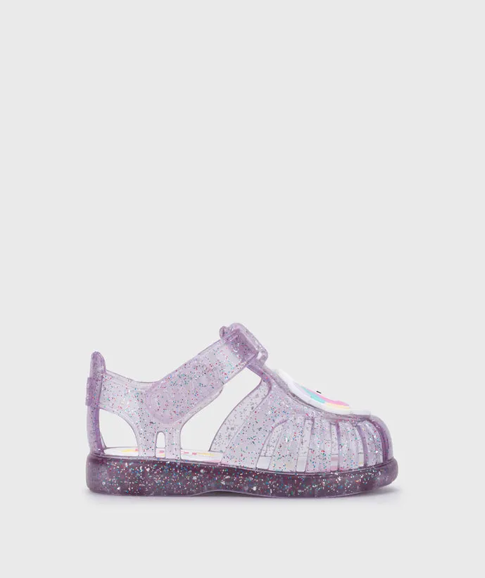 Igor Girl's Tobby Unicornio Sandals - Tr.Malva Multi Glitter short trip