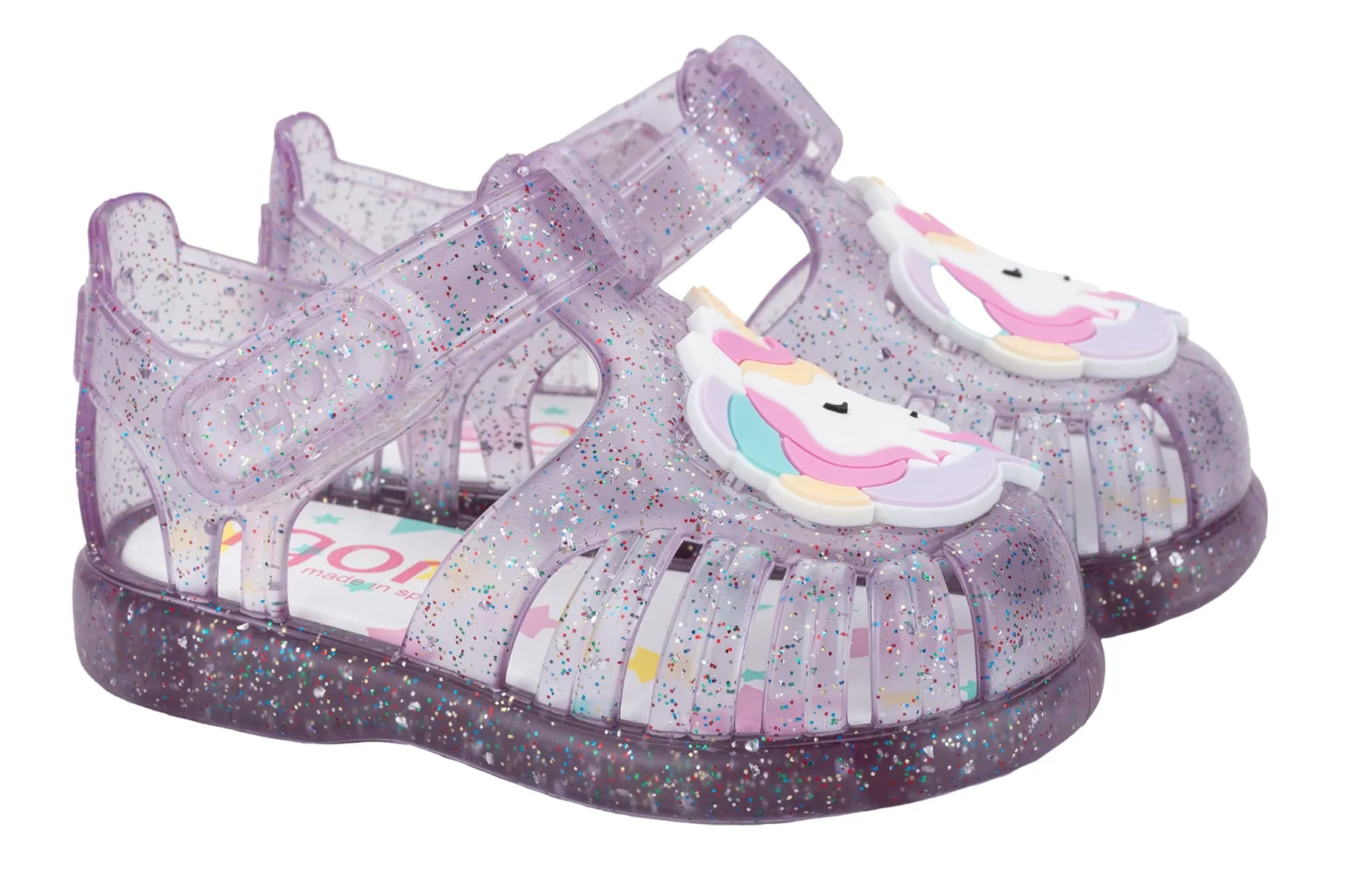 Igor Girl's Tobby Unicornio Sandals - Tr.Malva Multi Glitter low pace