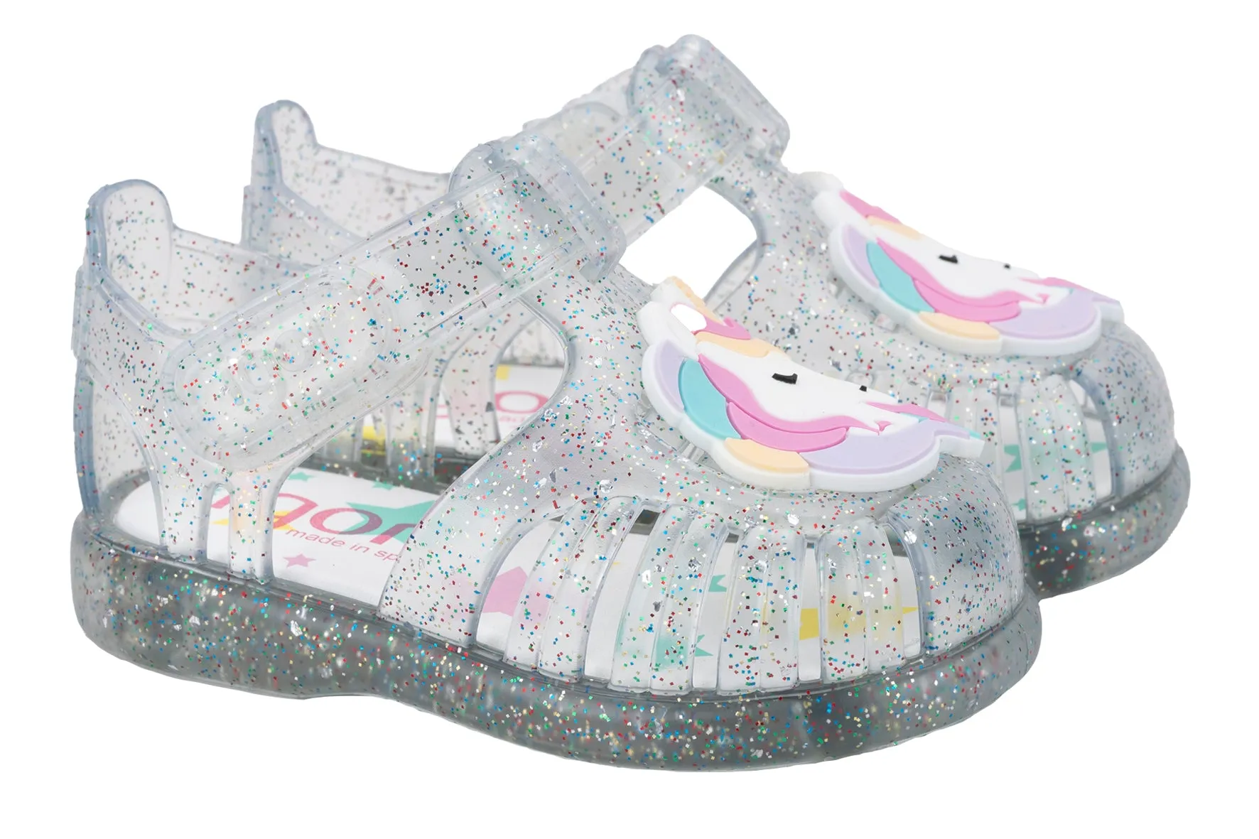 Igor Girl's Tobby Unicornio Sandals - Tr.Transp. Multi Glitter Clean Vibe