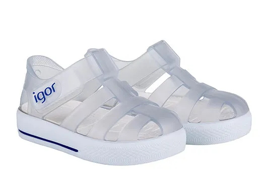 Igor S10171 Girl's and Boy's Star Clear Sandal Open Road