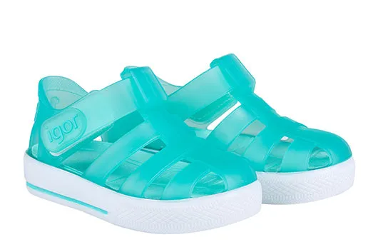 Igor S10171 Girl's and Boy's Star Sandals - Aqua Summer Mood