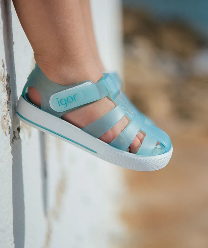 Igor S10171 Girl's and Boy's Star Sandals - Aqua Wild Free