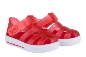 Igor S10171 Girl's Star Sandal - Transparent Rojo Casual Ease