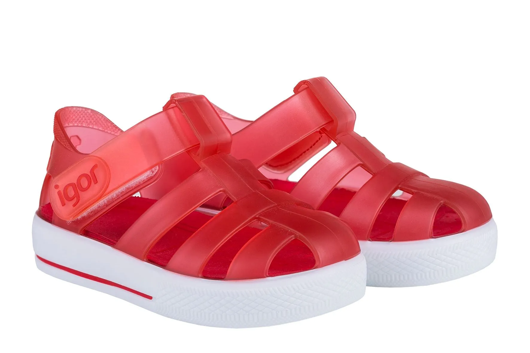 Igor S10171 Girl's Star Sandal - Transparent Rojo Casual Ease