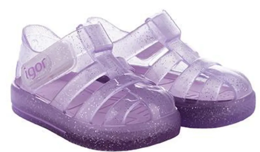 Igor S10265 Girl's Star Glitter Sandal - Malva Sunset Chill