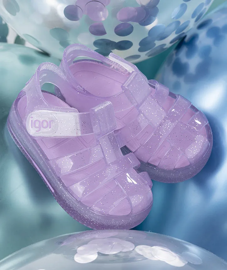 Igor S10265 Girl's Star Glitter Sandal - Malva Zen Soul