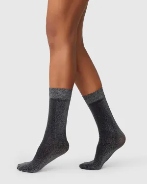 Ines Shimmery Sock in Black from Swedish Stockings Air Hole