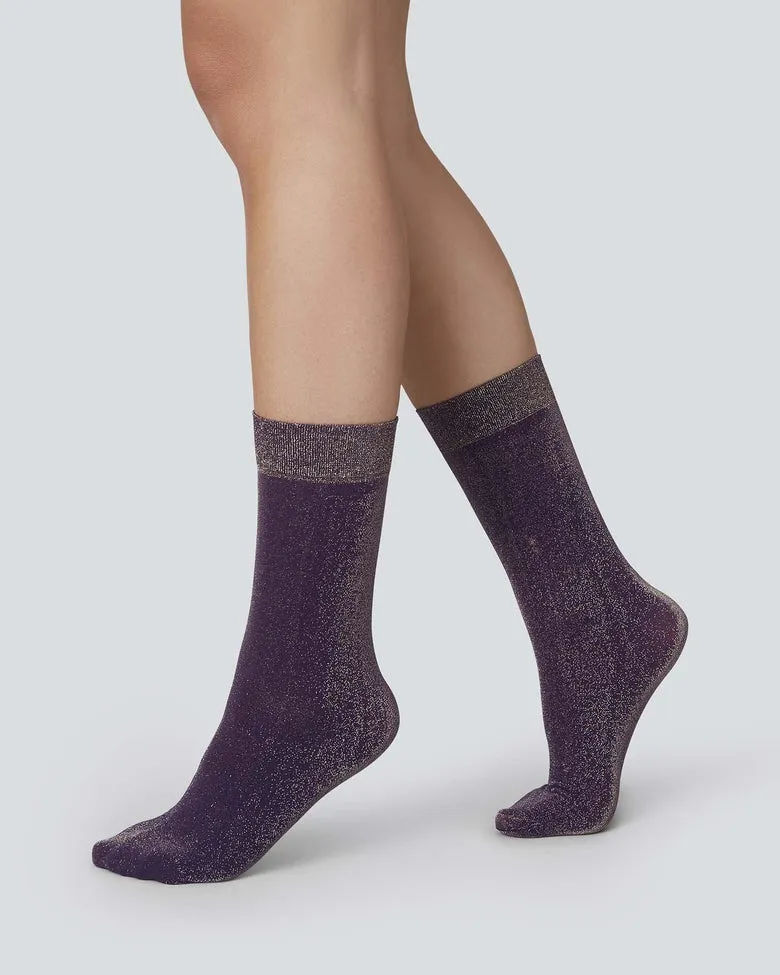 Ines Shimmery Sock in Plum from Swedish Stockings Foot Protect