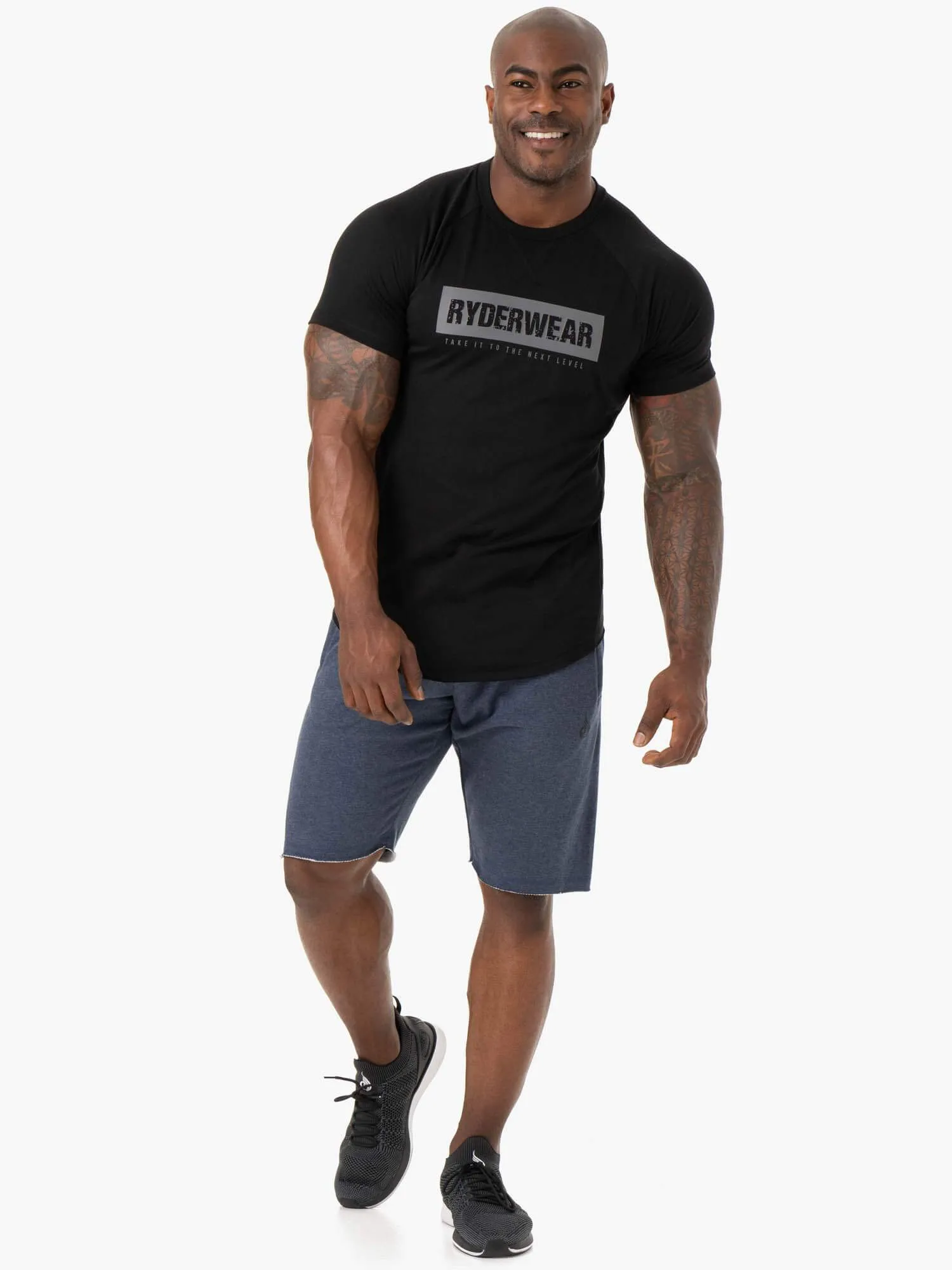 Iron Track Shorts - Navy Marl soft texture