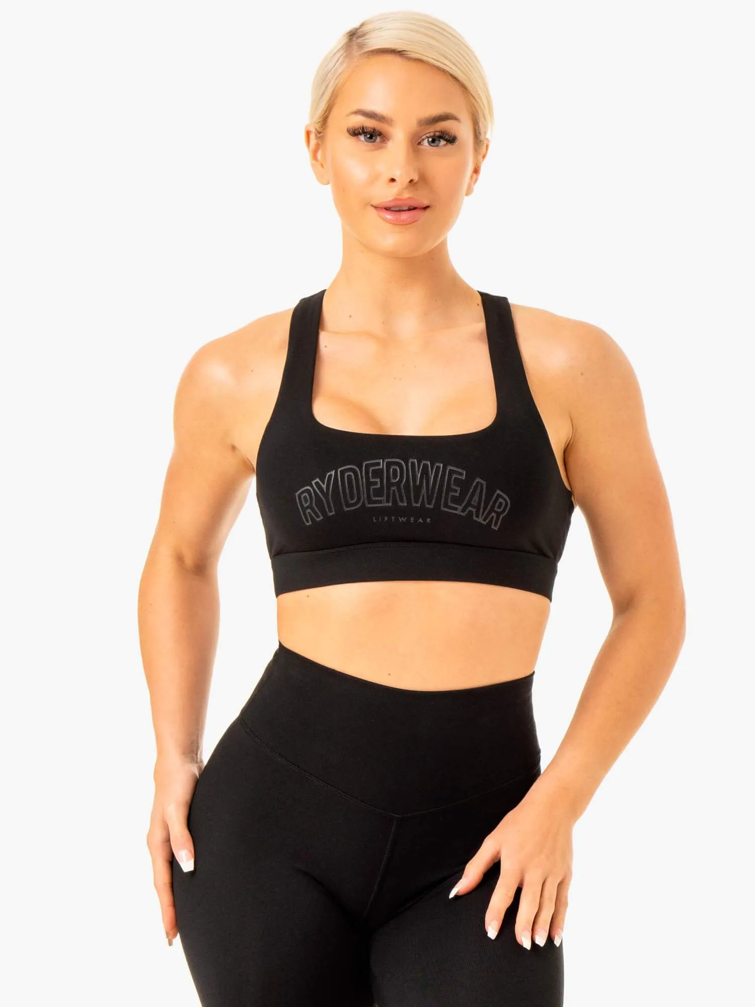 Knockout Racer Back Sports Bra - Black High Elastic