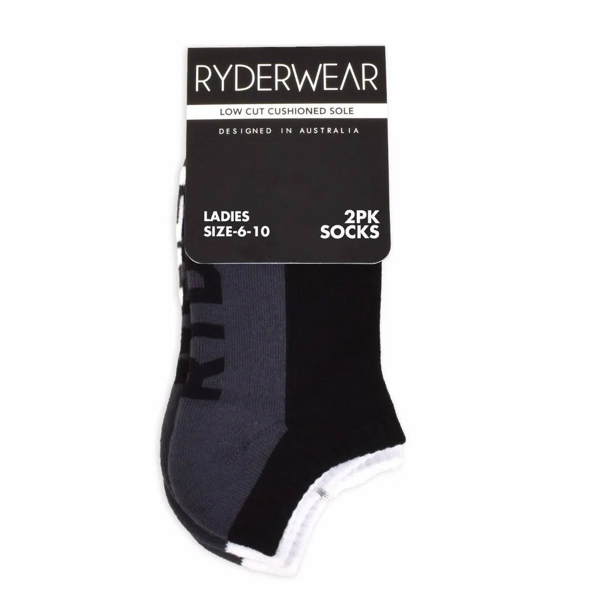 Ladies Socks 2 Pack - Black/Grey and White/Grey Ankle Support
