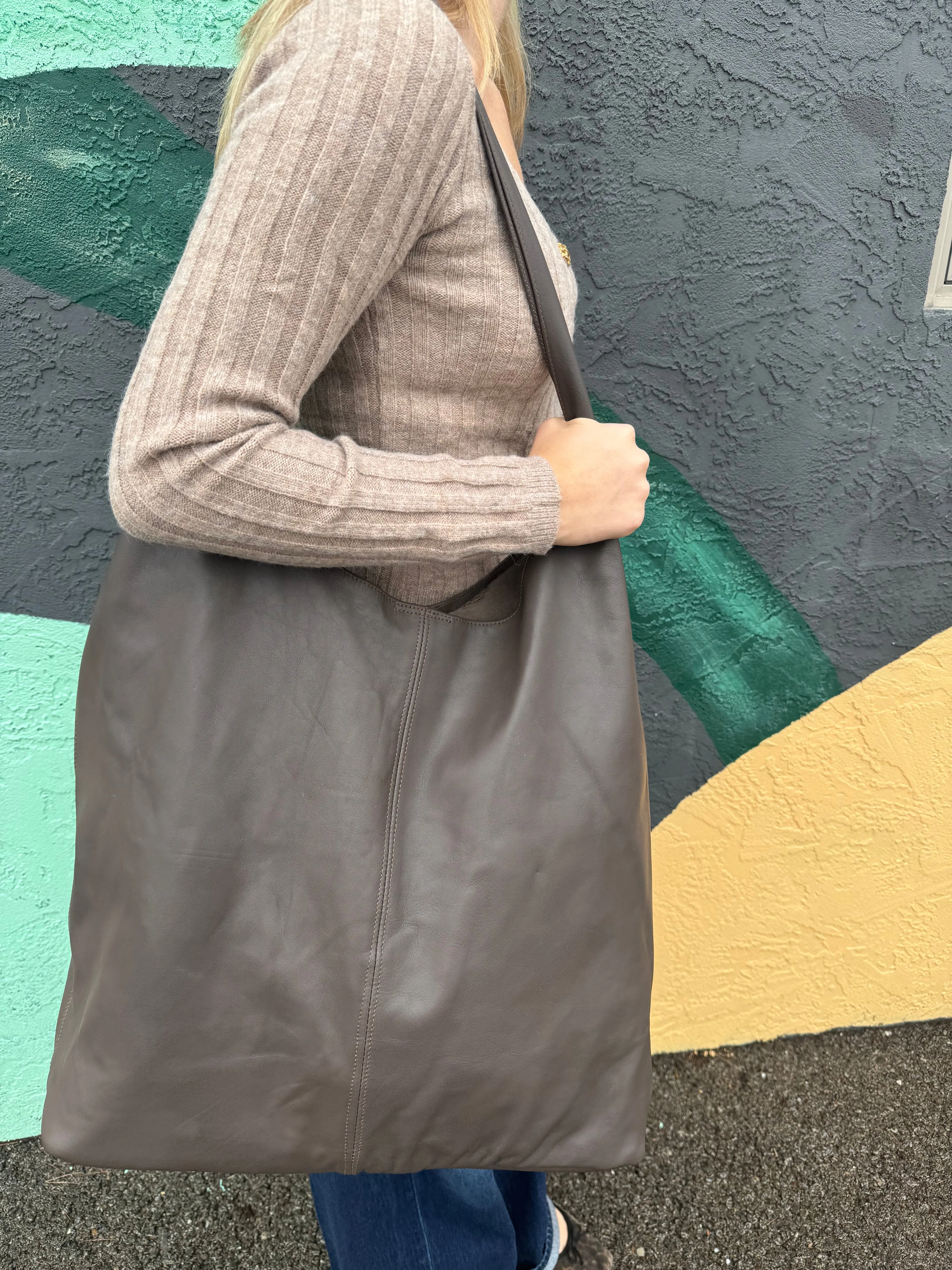 Large Brown Leather Hobo Bag casual luxe