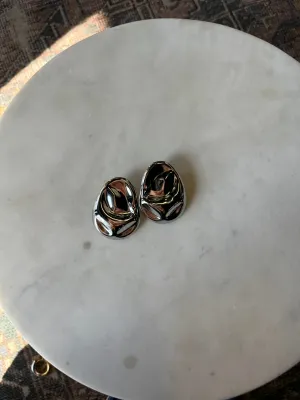 Large Oval Earring Silver nature luxe