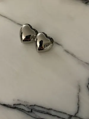 Large Silver Heart Earrings personal flair