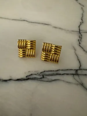 Large Square Gold Earrings closet essential