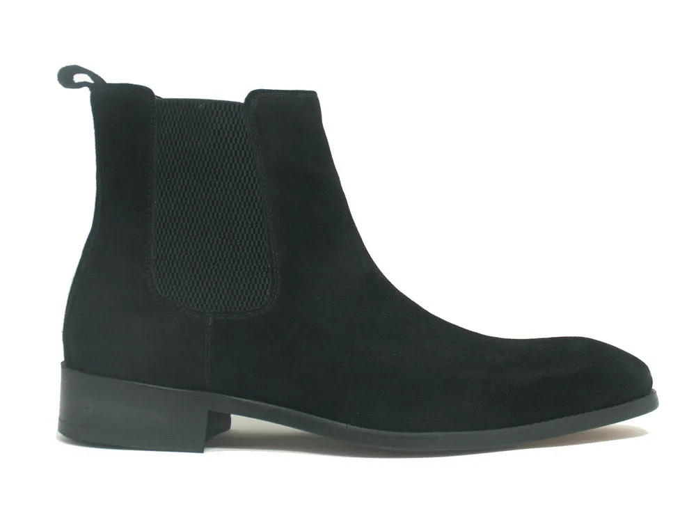 Leather Suede Chelsea High Boots KB478-108S - Black tie match