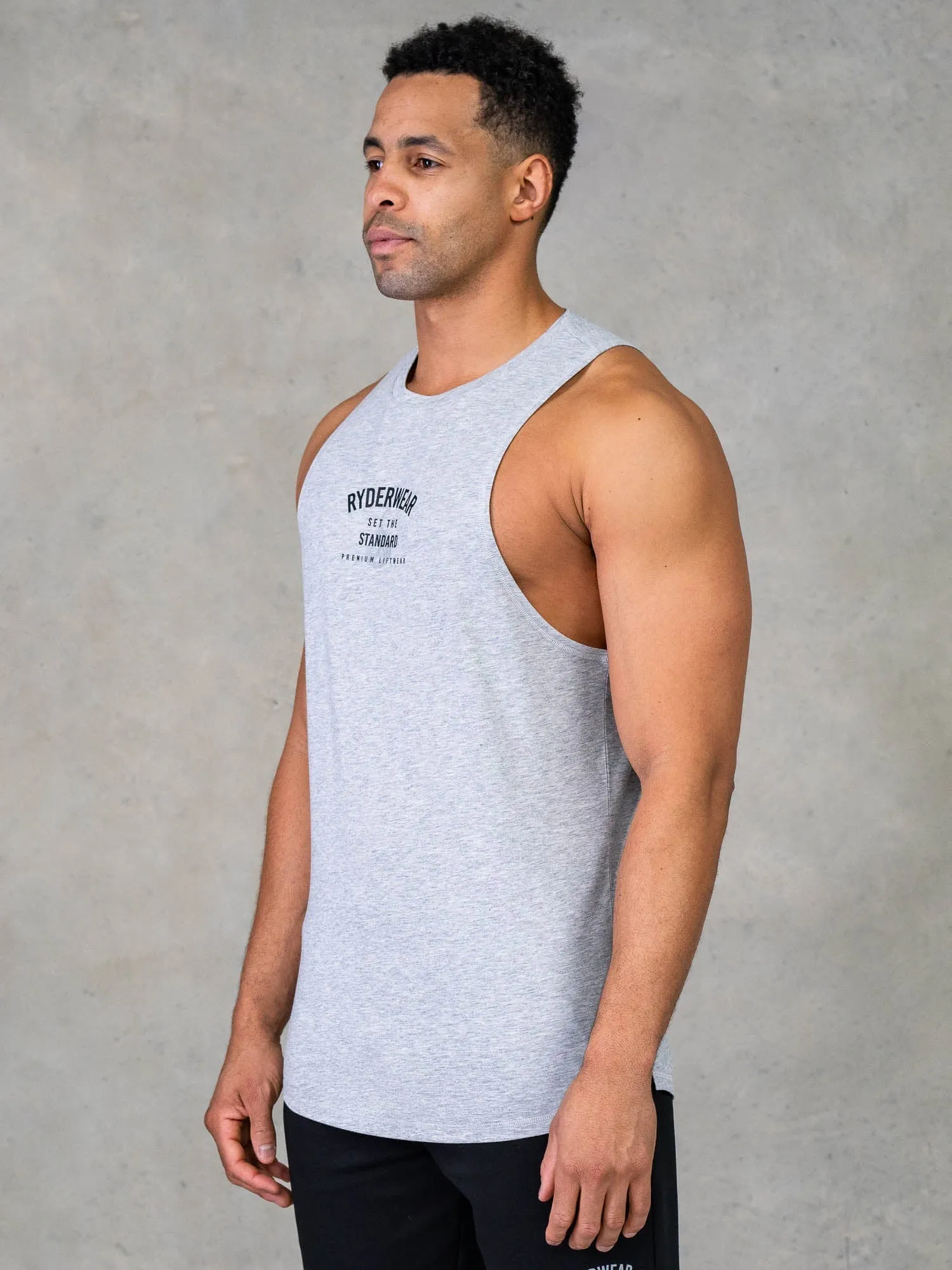 Legacy Drop Armhole Tank - Grey Marl elastic fabric