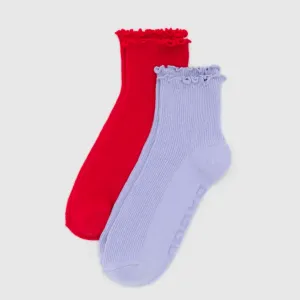 Lettuce Edge Socks Set of 2 in Lavender & Red from BAGGU Fatigue Ease