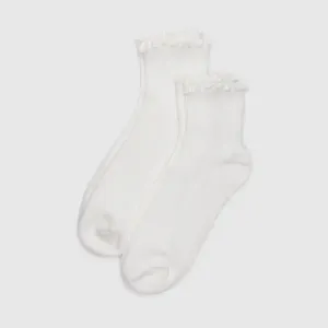 Lettuce Edge Socks Set of 2 in White from BAGGU Trendy Unique
