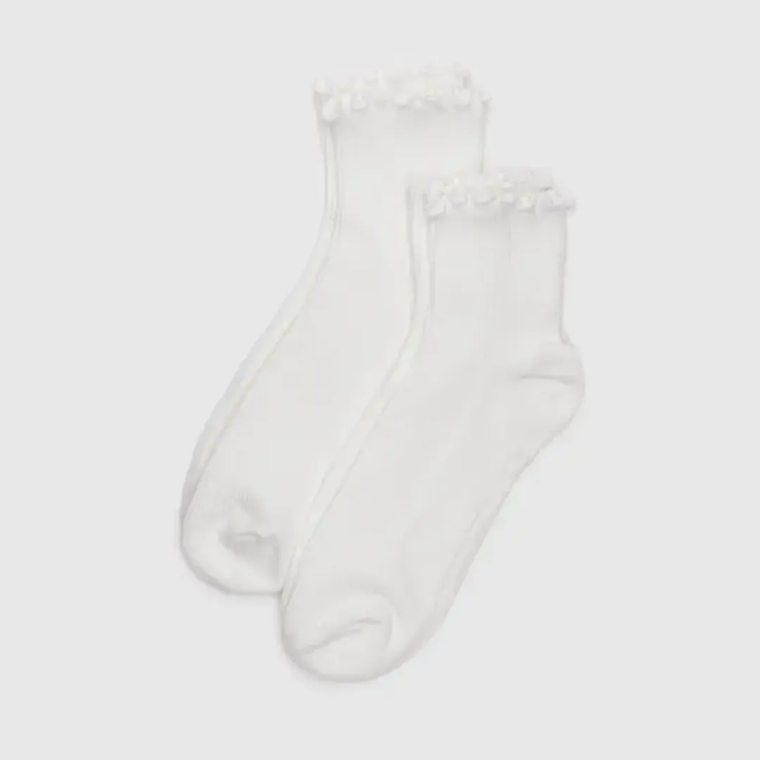 Lettuce Edge Socks Set of 2 in White from BAGGU Trendy Unique