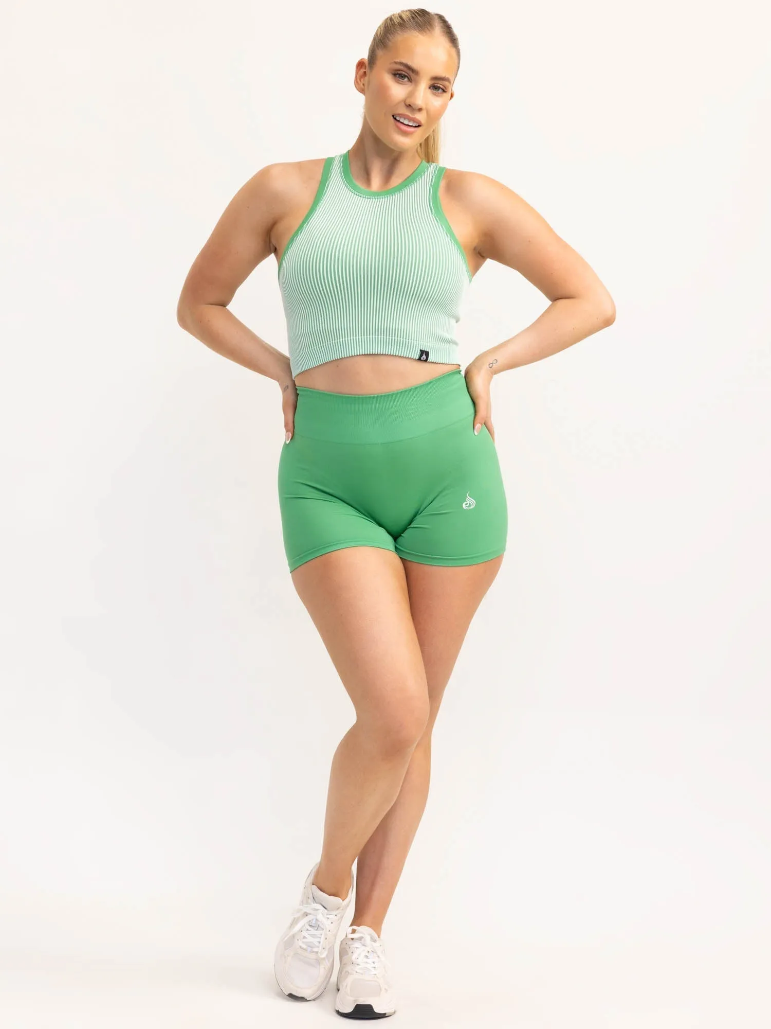 Lift 2.0 Rib Seamless Tank - Apple Green/White quality promise