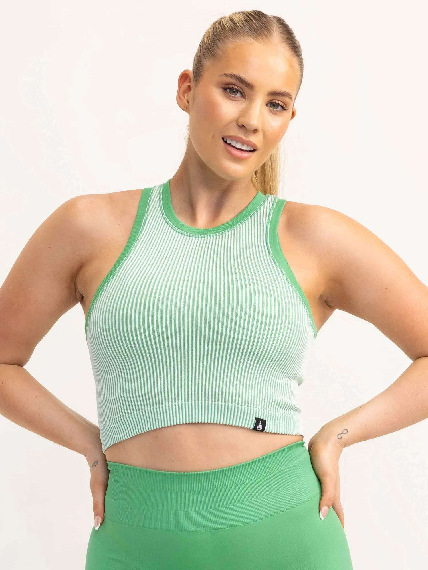 Lift 2.0 Rib Seamless Tank - Apple Green/White urban vibe