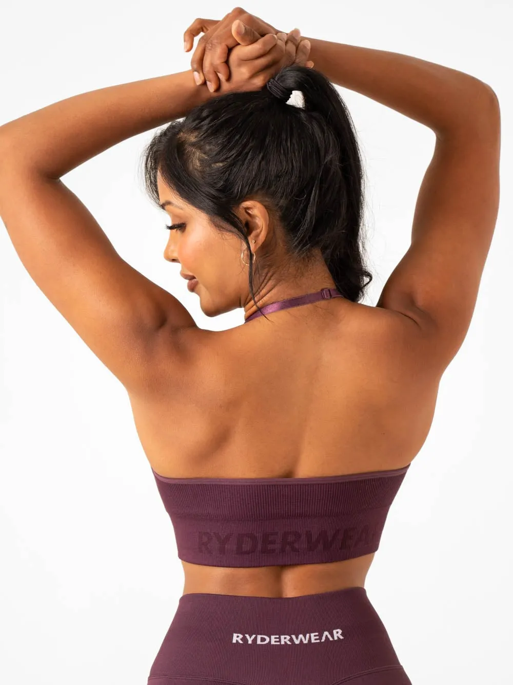 Lift Rib Seamless Halter Sports Bra - Plum sports lifestyle