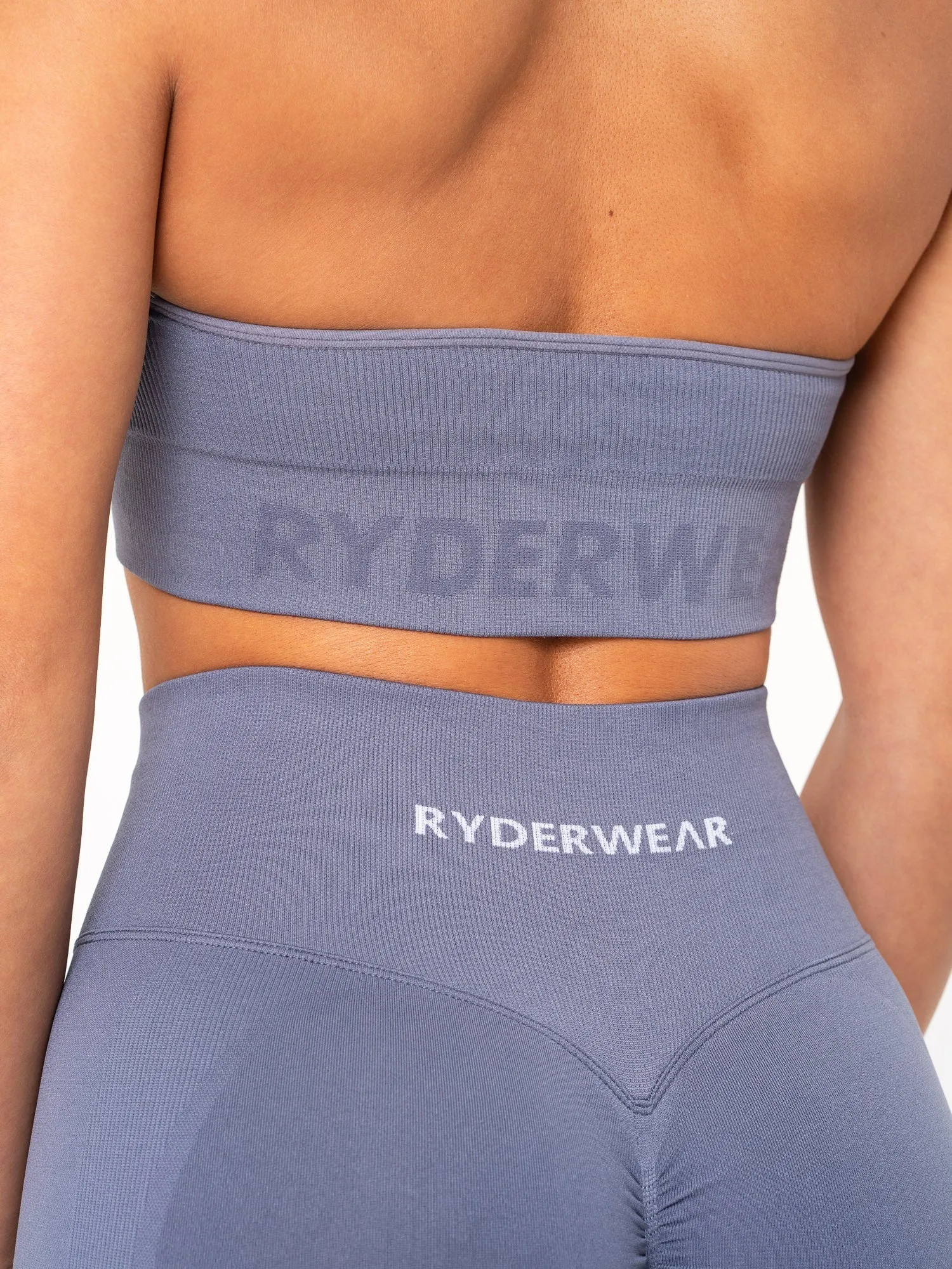 Lift Rib Seamless Halter Sports Bra - Slate Blue Breath Soft