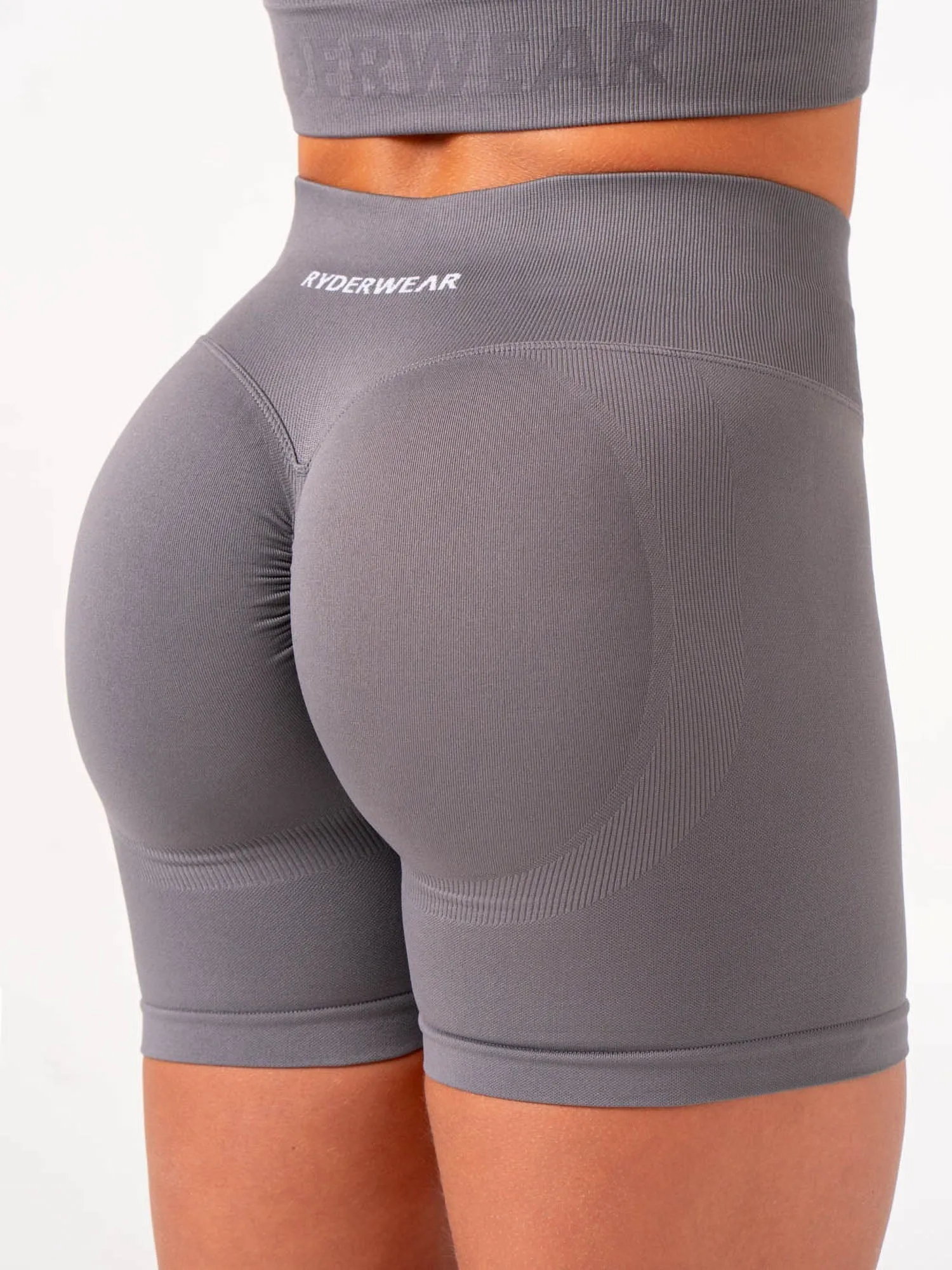 Lift Scrunch Shorts - Charcoal breathable fabric