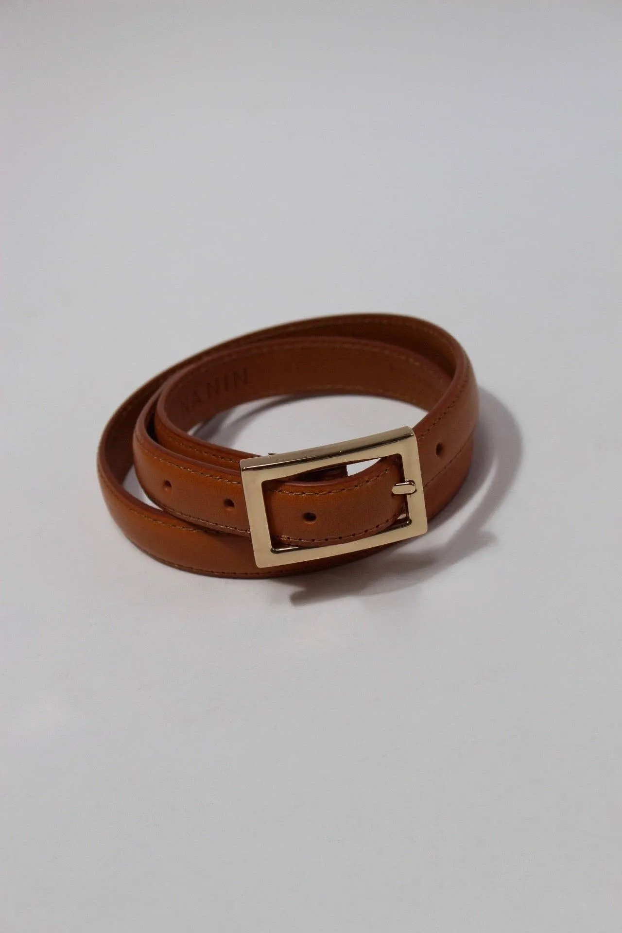 Lois Genuine Leather Belt with Gold Hardware smart choice