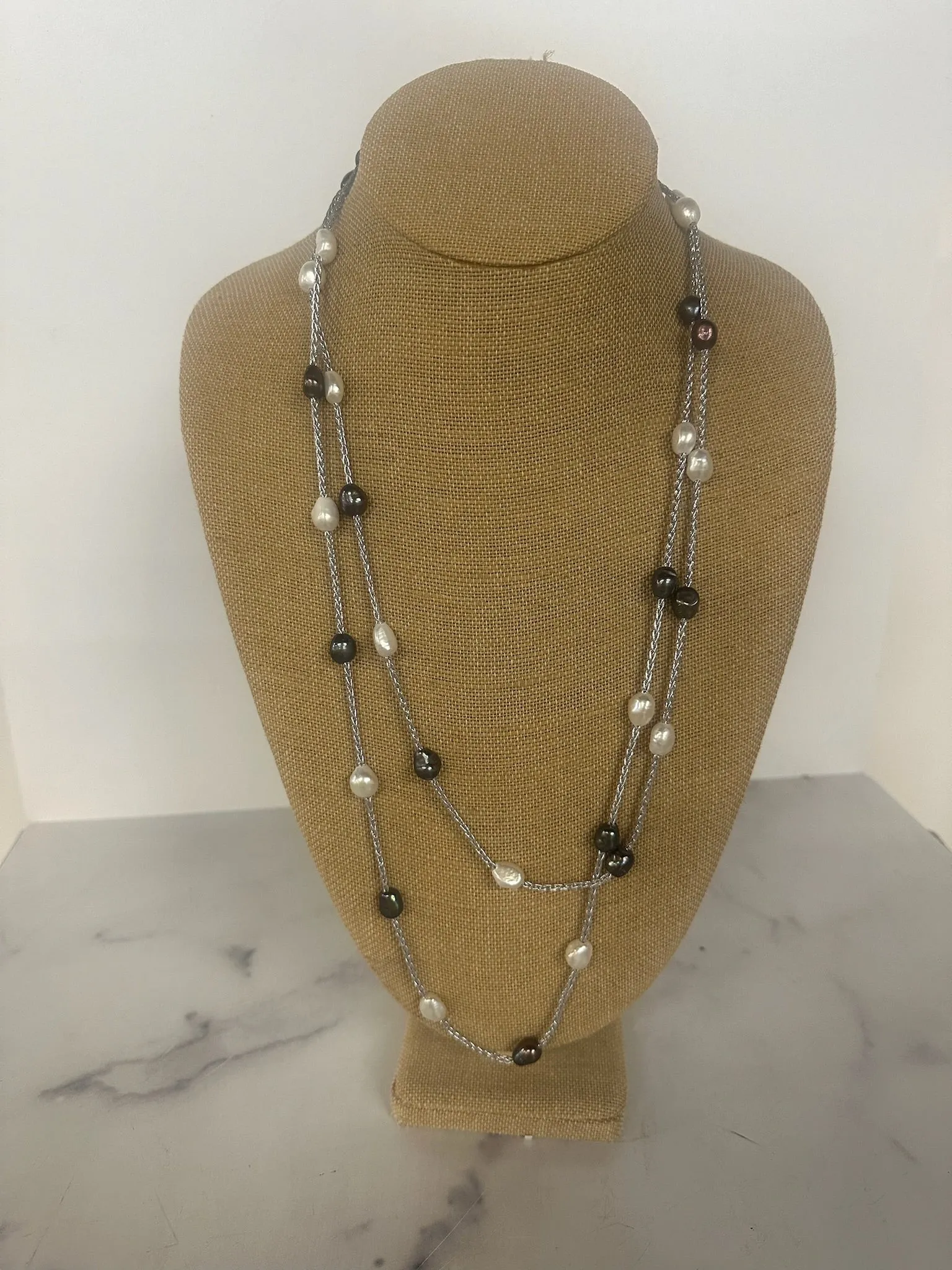 Long Multicolor Pearl Necklace after work